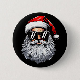 Santa Face Retro Sungles Christmas Shirts For Mens 6 Cm Round Badge