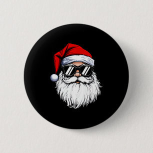 Santa Face Retro Sungles Christmas Shirts For Mens 6 Cm Round Badge