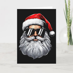 Santa Face Retro Sungles Christmas Shirts For Mens Card