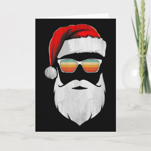 Santa Face Retro Sungles Christmas Shirts For Mens Card