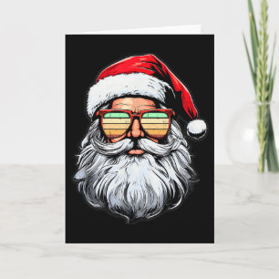 Santa Face Retro Sungles Christmas Shirts For Mens Card