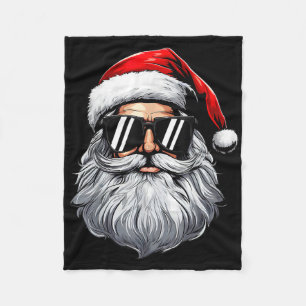 Santa Face Retro Sungles Christmas Shirts For Mens Fleece Blanket