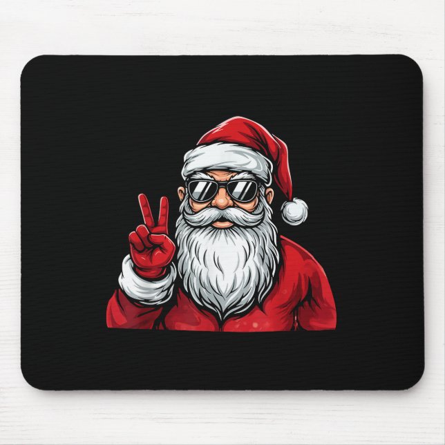 Santa Face Retro Sungles Christmas Shirts For Mens Mouse Pad (Front)