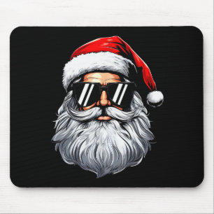 Santa Face Retro Sungles Christmas Shirts For Mens Mouse Pad