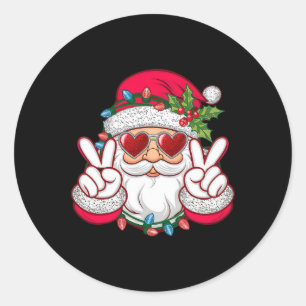 Santa Face Retro Sungles Christmas Xmas  Classic Round Sticker