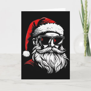 Santa Face Retro Sungles Christmas Xmas Men  Card