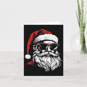Santa Face Retro Sungles Christmas Xmas Men  Card