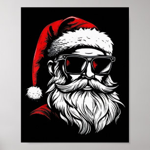Santa Face Retro Sungles Christmas Xmas Men  Poster