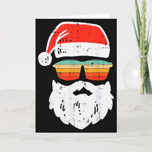 Santa Face Retro Sungles Christmas Xmas Men Women  Card (Front)