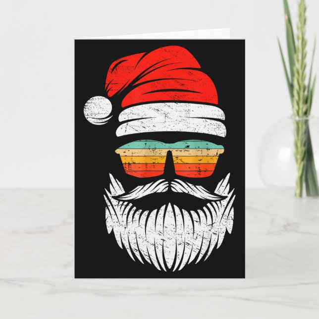 Santa Face Retro Sungles Christmas Xmas Men Women  Card (Front)