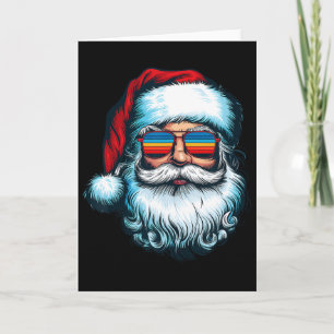 Santa Face Retro Sungles Christmas Xmas Men Women Card