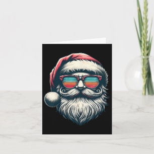 Santa Face Retro Sungles Christmas Xmas Men Women  Card