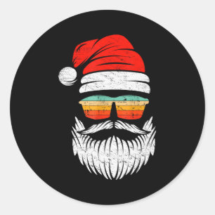 Santa Face Retro Sungles Christmas Xmas Men Women Classic Round Sticker