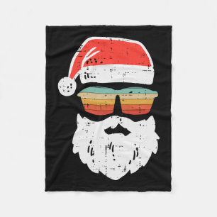 Santa Face Retro Sungles Christmas Xmas Men Women Fleece Blanket