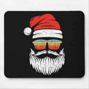 Santa Face Retro Sungles Christmas Xmas Men Women Mouse Pad