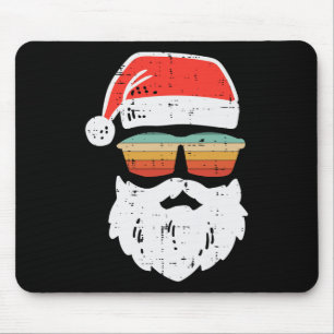 Santa Face Retro Sungles Christmas Xmas Men Women Mouse Pad