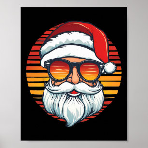 Santa Face Retro Sungles Christmas Xmas Men Women  Poster