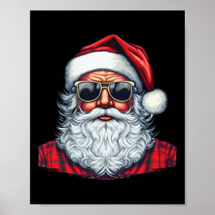 Santa Face Retro Sungles Christmas Xmas Men Women Poster