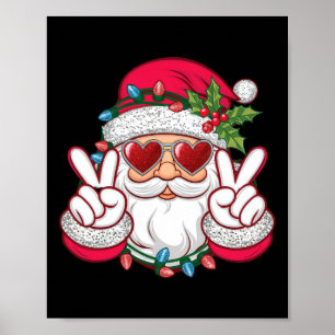 Santa Face Retro Sungles Christmas Xmas Men Women  Poster