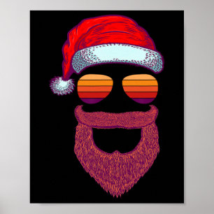 Santa Face Retro Sungles Christmas Xmas Men Women Poster
