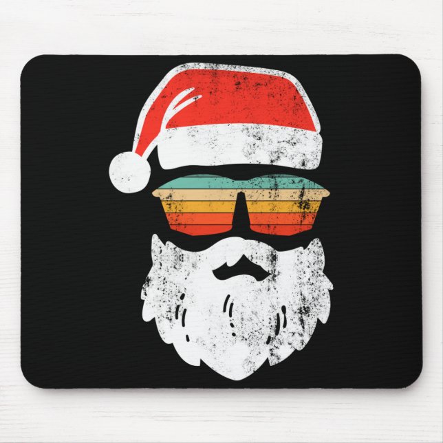 Santa Face Retro Sungles Christmas Xmas  Mouse Pad (Front)