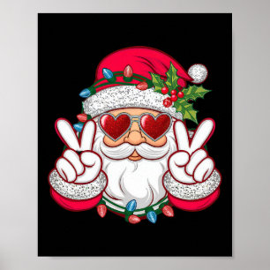 Santa Face Retro Sungles Christmas Xmas Poster