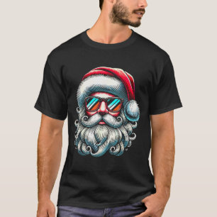 Santa Face Retro Sungles Christmas Xmas  T-Shirt