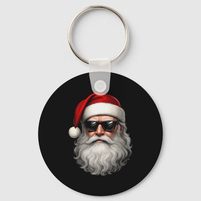 Santa Face Retro Sungles Funny Christmas Pajama Me Key Ring (Front)