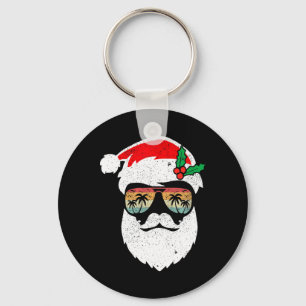 Santa Face Retro Sungles Hawaii Christmas Xmas Tro Key Ring