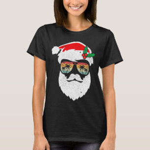 Santa Face Retro Sungles Hawaii Christmas Xmas Tro T-Shirt