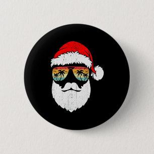 Santa Face Retro Sungles Hawaiian Christmas Xmas T 6 Cm Round Badge