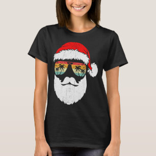 Santa Face Retro Sungles Hawaiian Christmas Xmas T T-Shirt