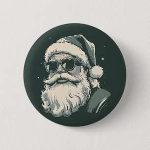 Santa Face Sunglasses Christmas Xmas Retro 6 Cm Round Badge