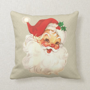 Santa Face Vintage Pillow
