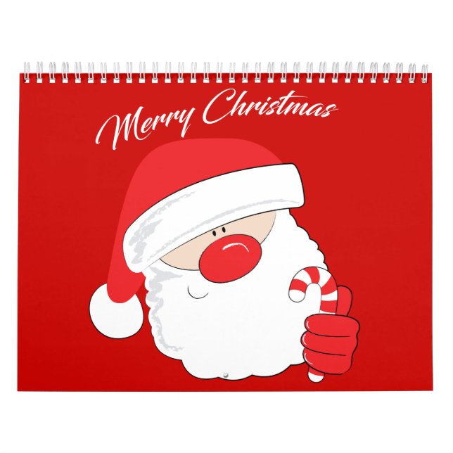 Santa Face - white text. Calendar (Cover)