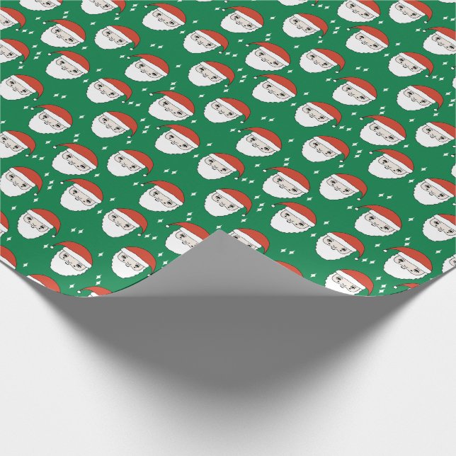 Santa Faces Holiday Christmas Wrapping Paper (Corner)