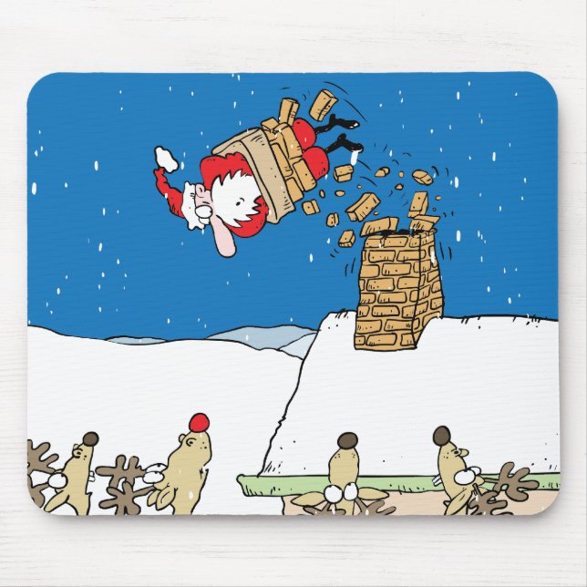Santa Falling off the Roof Mouse Pad (Front)