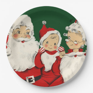 Santa Family Christmas Paper Plate