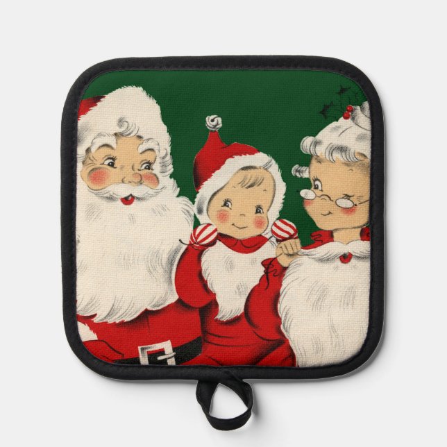 Santa Family Christmas Pot Holder (Front)