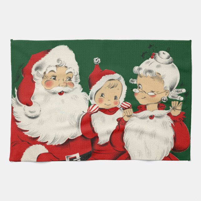 Santa Family Christmas Tea Towel (Horizontal)