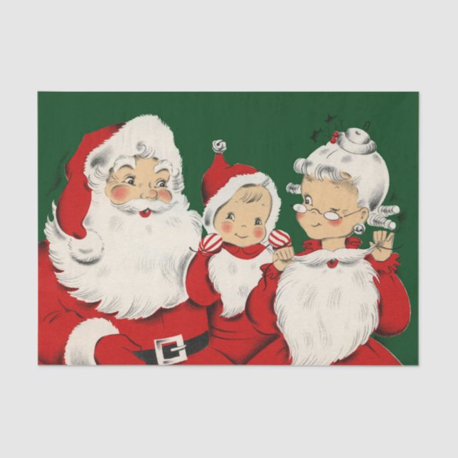 Santa Family Christmas Tissue Paper (Front)