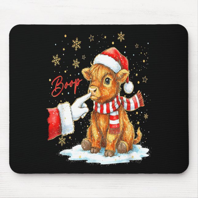 Santa Farmer Funny Western Hand Boop Christmas Hig Mouse Pad (Front)