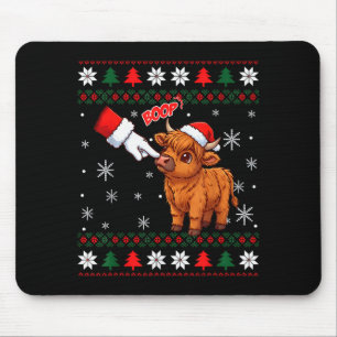 Santa Farmer Funny Western Hand Boop Christmas Hig Mouse Pad