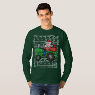 Santa Farmer Tractor Ugly Christmas Sweater
