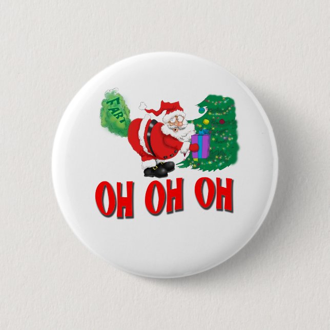 santa farted 6 cm round badge (Front)