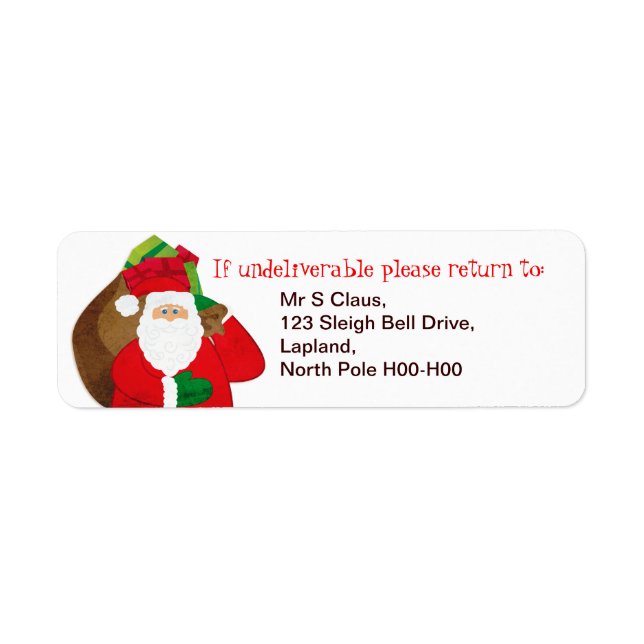 Santa Father Christmas gift return address labels (Front)