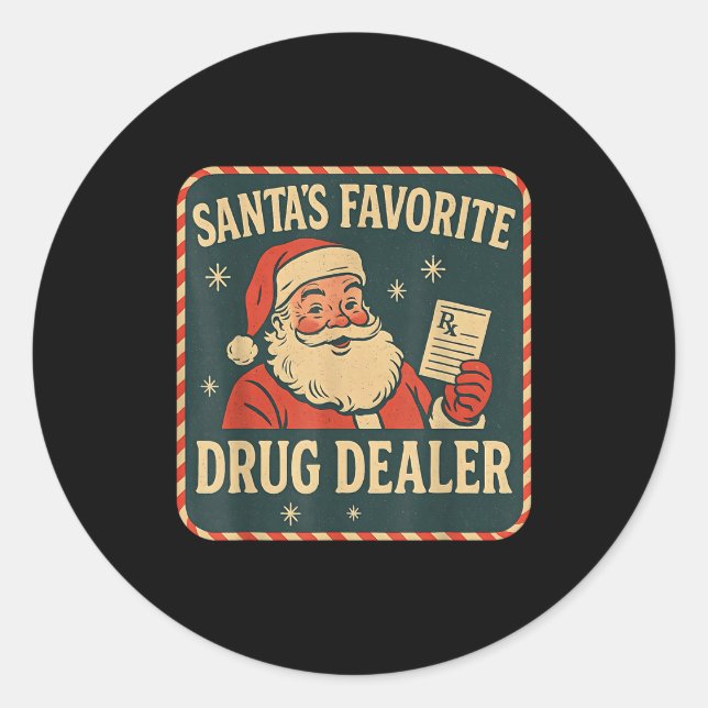 Santa Favorite Drug Er Christmas Pharmacist Health Classic Round Sticker (Front)