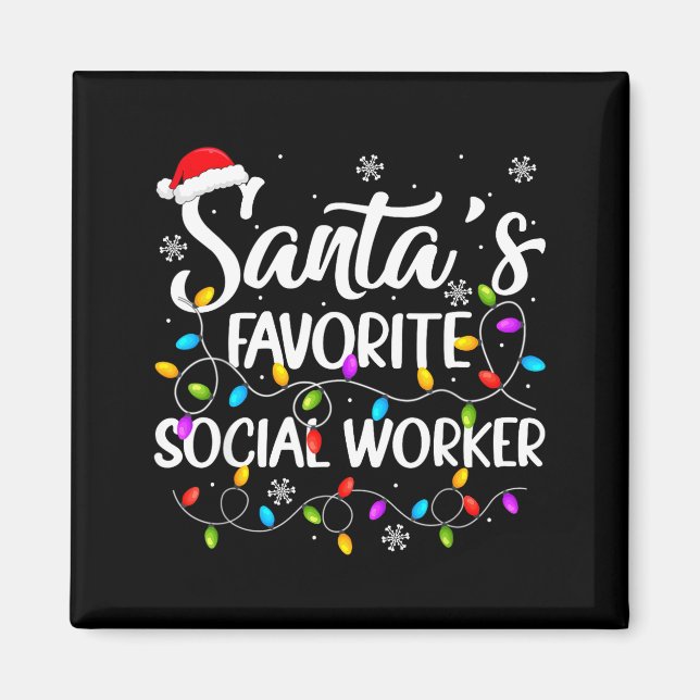 Santa Favorite Social Worker Christmas Lights Fami Magnet (Front)
