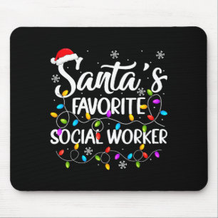 Santa Favorite Social Worker Christmas Lights Fami Mouse Pad