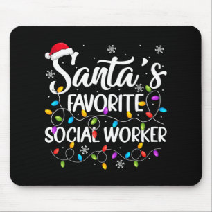 Santa Favorite Social Worker Christmas Lights Fami Mouse Pad